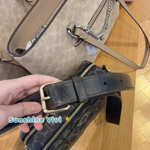 NWT Coach Carey Crossbody Bag Signature Canvas Leather Charms CEK68 Gold Brown - Picture 4 of 10